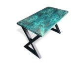 SALE!  Distressed Wood Desk in teal and shades of green