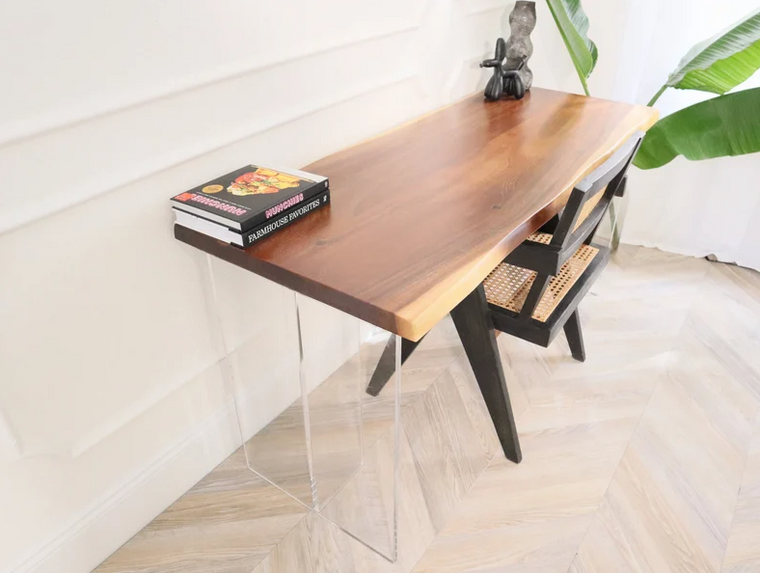 Executive Desk - Modern Desk with Clear Acrylic Legs