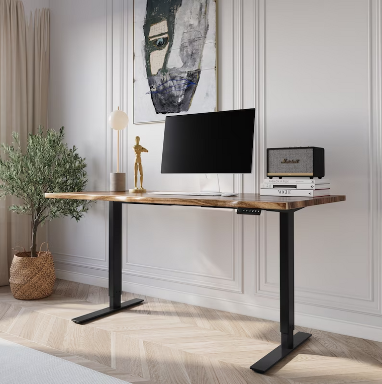 Desk - Standing Desk, Walnut Desk, Exotic Hardwood, Sit-Stand-Up Desk, Live Edge Desk, Adjustable Standing Desk, Solid Wood Desk.