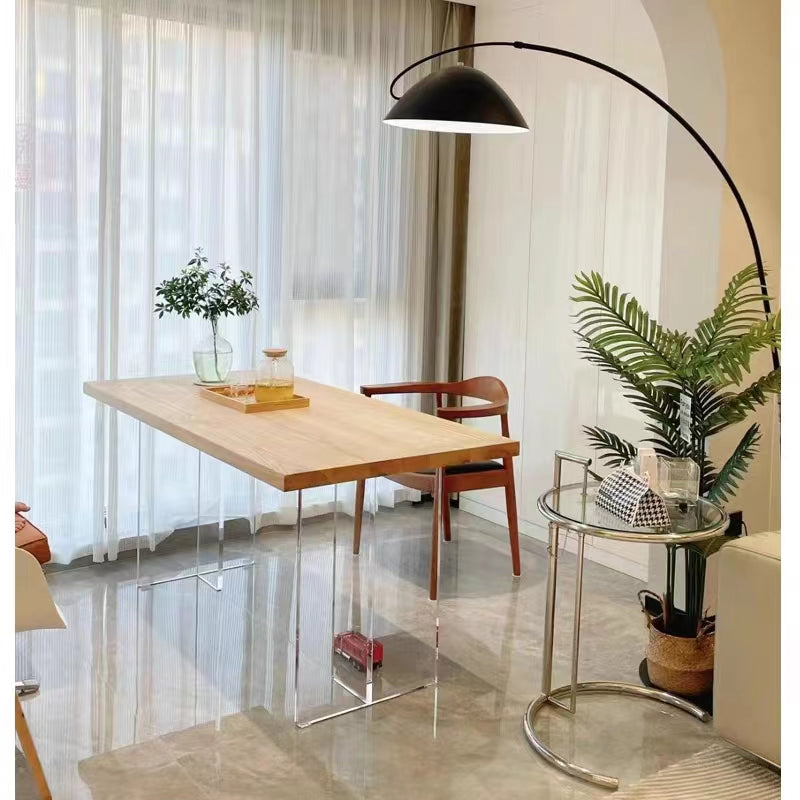 Modern Wood Dining Table with Acrylic Legs - Glass Legs