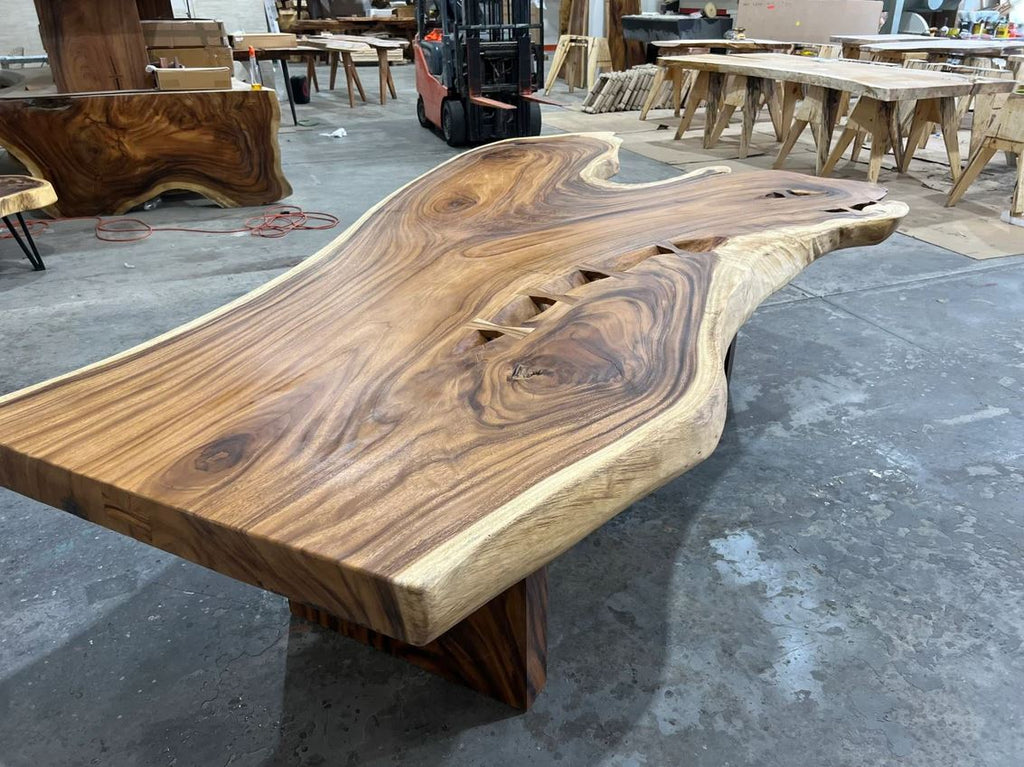 Large Walnut Dining Table - Solid Live Edge Slab Dining Table