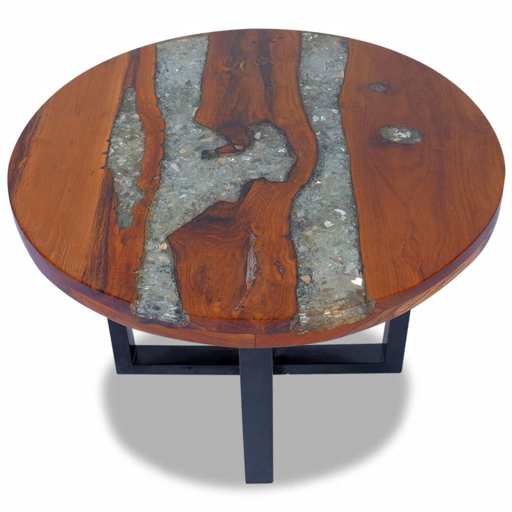 River Coffee Table with Resin and Wood