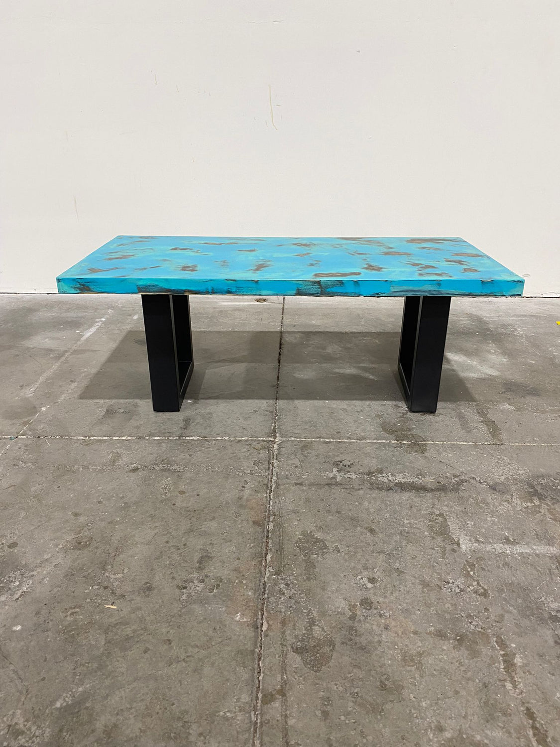 Coffee Table, Teal and Green Boat Wood