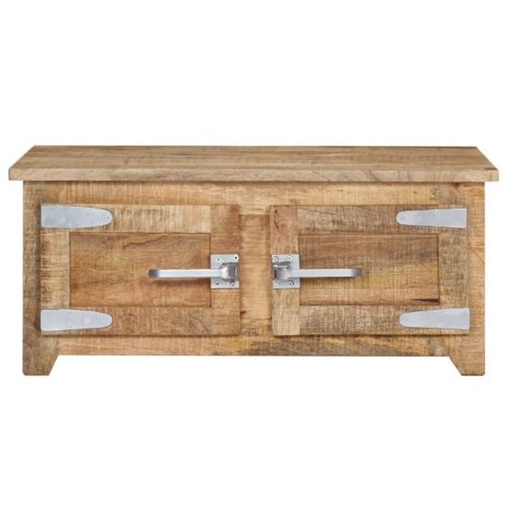 Solid Mango Wood Coffee Table with Cabinets