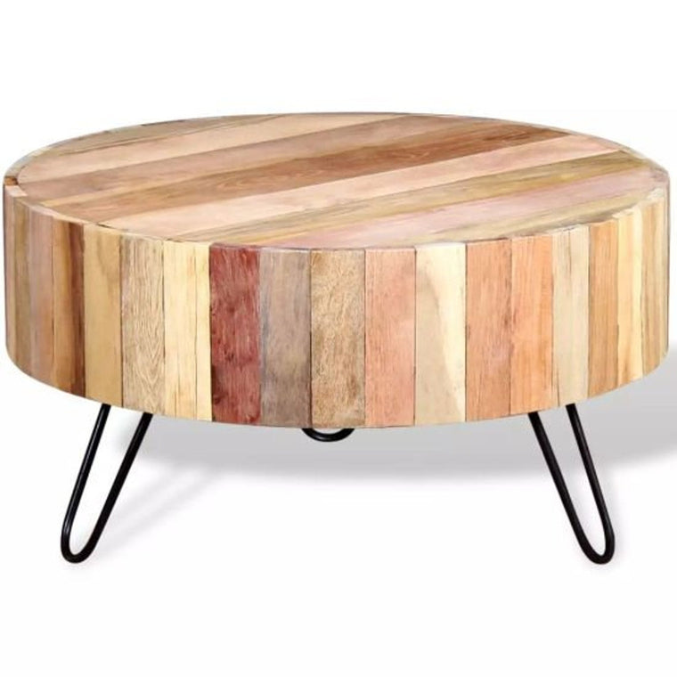 Round Boho Reclaimed Wood Coffee Table