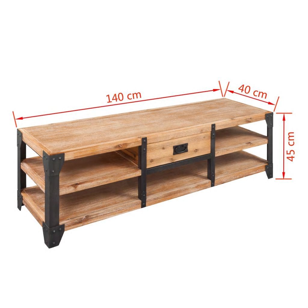 TV Stand Solid Acacia Wood 55.1"x15.7"x17.7"