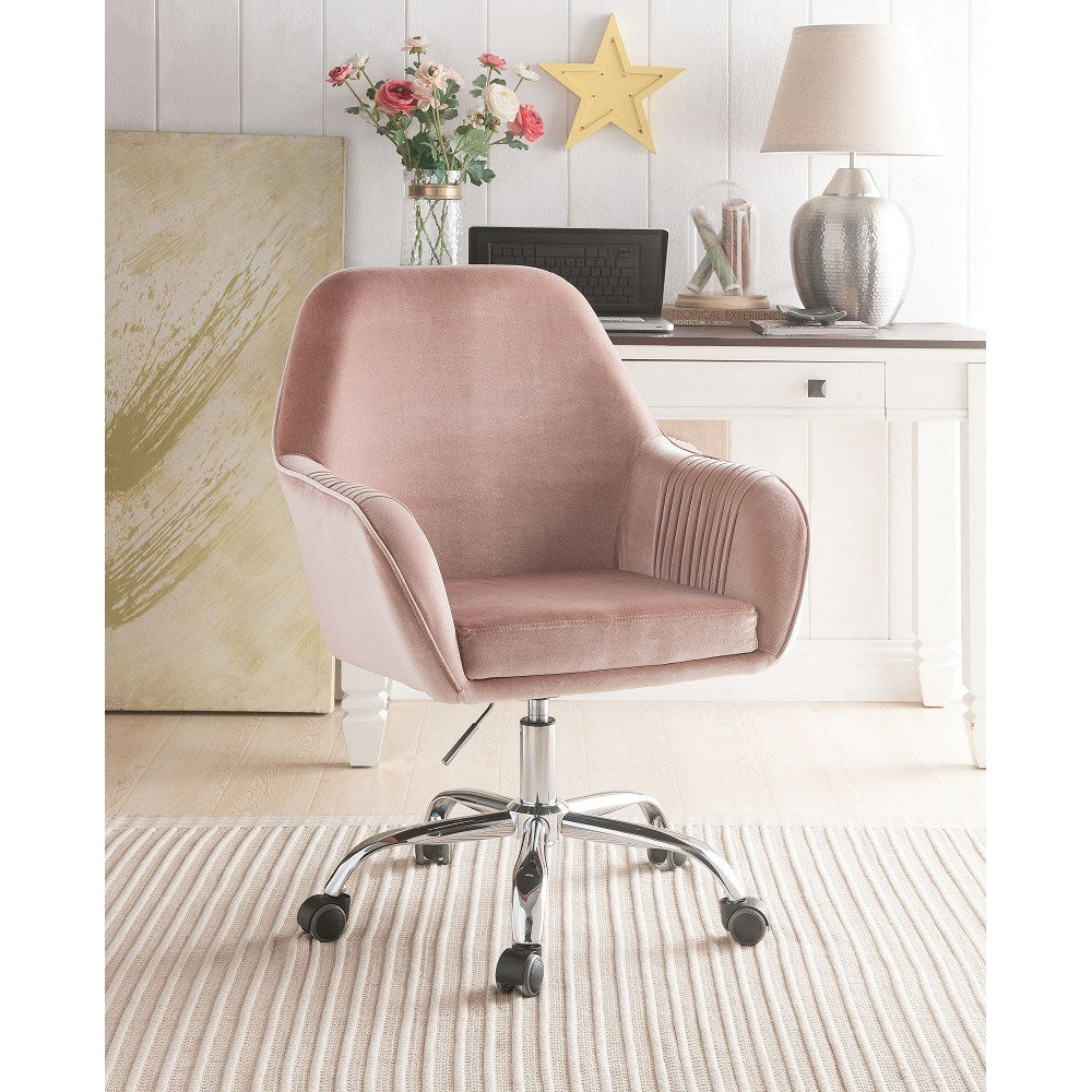 The Camilla Pink Velvet Office Chair