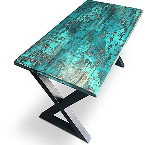 SALE!  Distressed Wood Desk in teal and shades of green